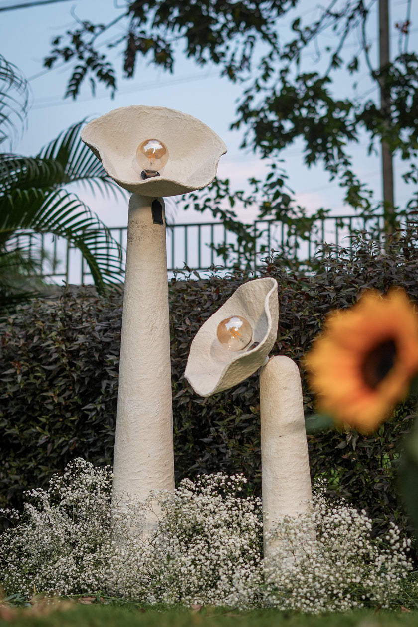 Bloom Paper Mache Floor Lamps - White
