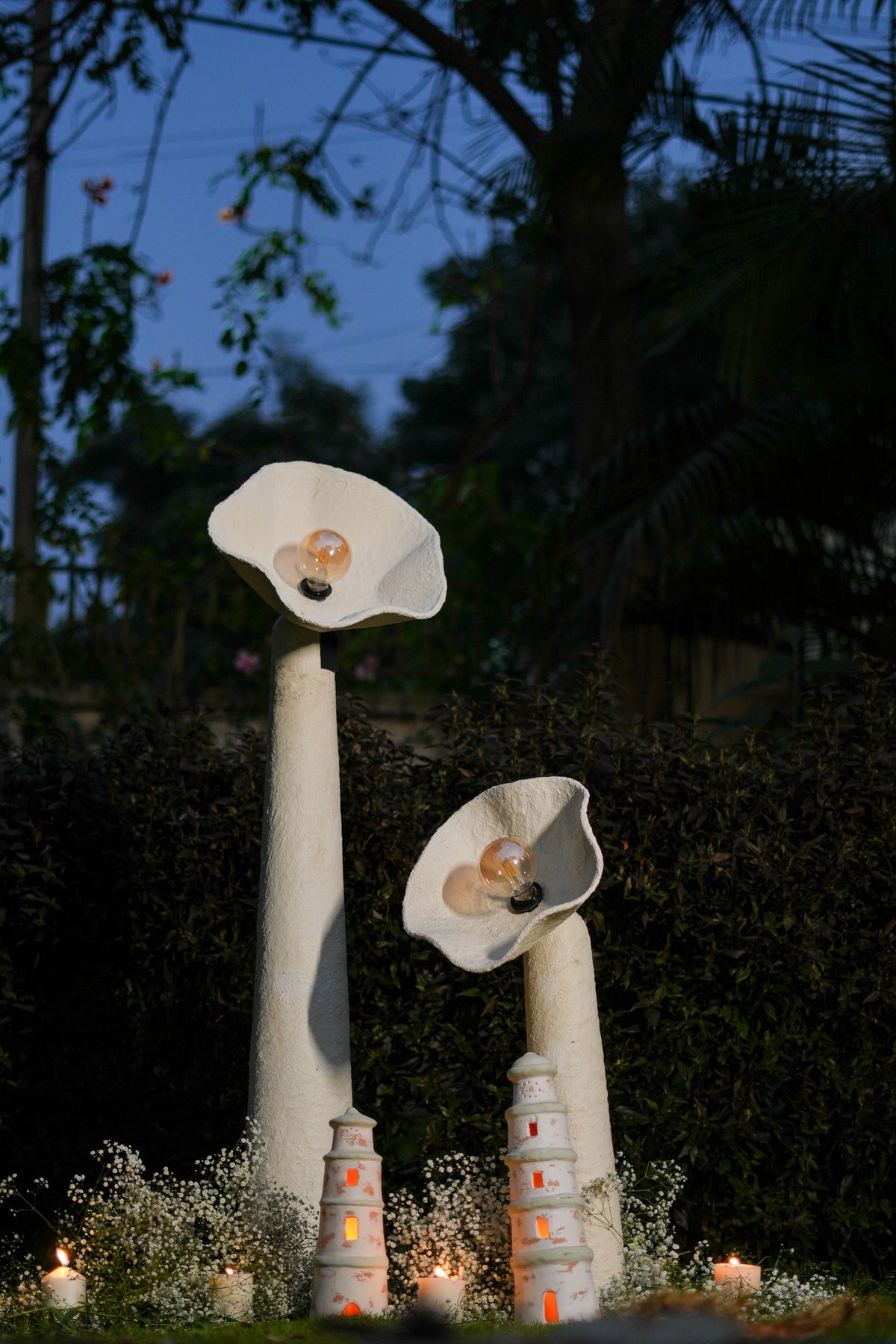 Bloom Paper Mache Floor Lamps - White