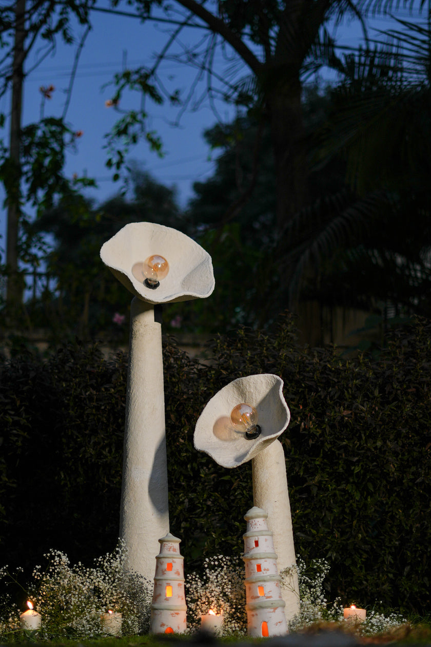 Bloom Paper Mache Floor Lamps - White