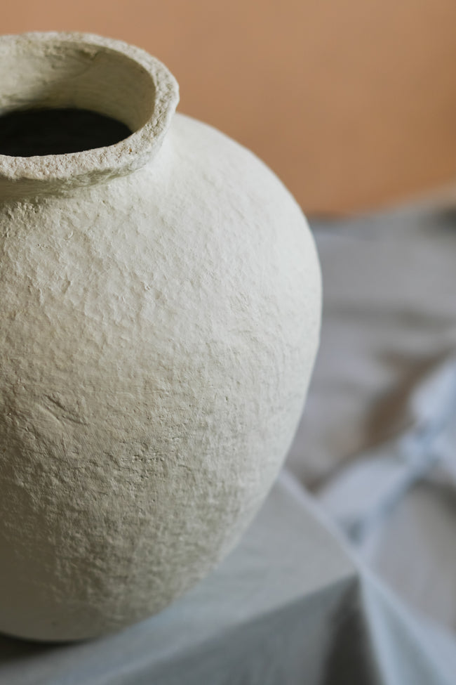 Ivory Form Paper Mache Vase