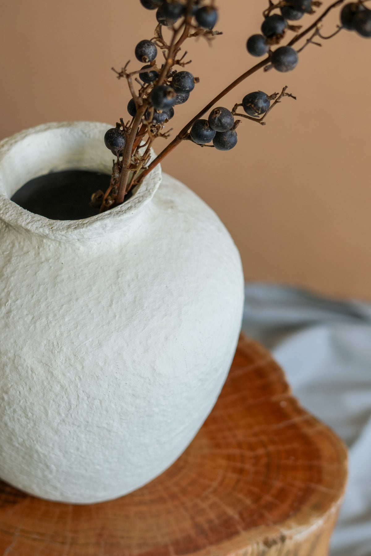 Ivory Form Paper Mache Vase