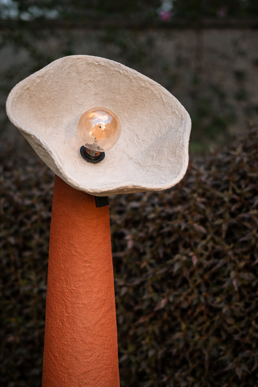 Bloom Paper Mache Floor Lamp - Terra