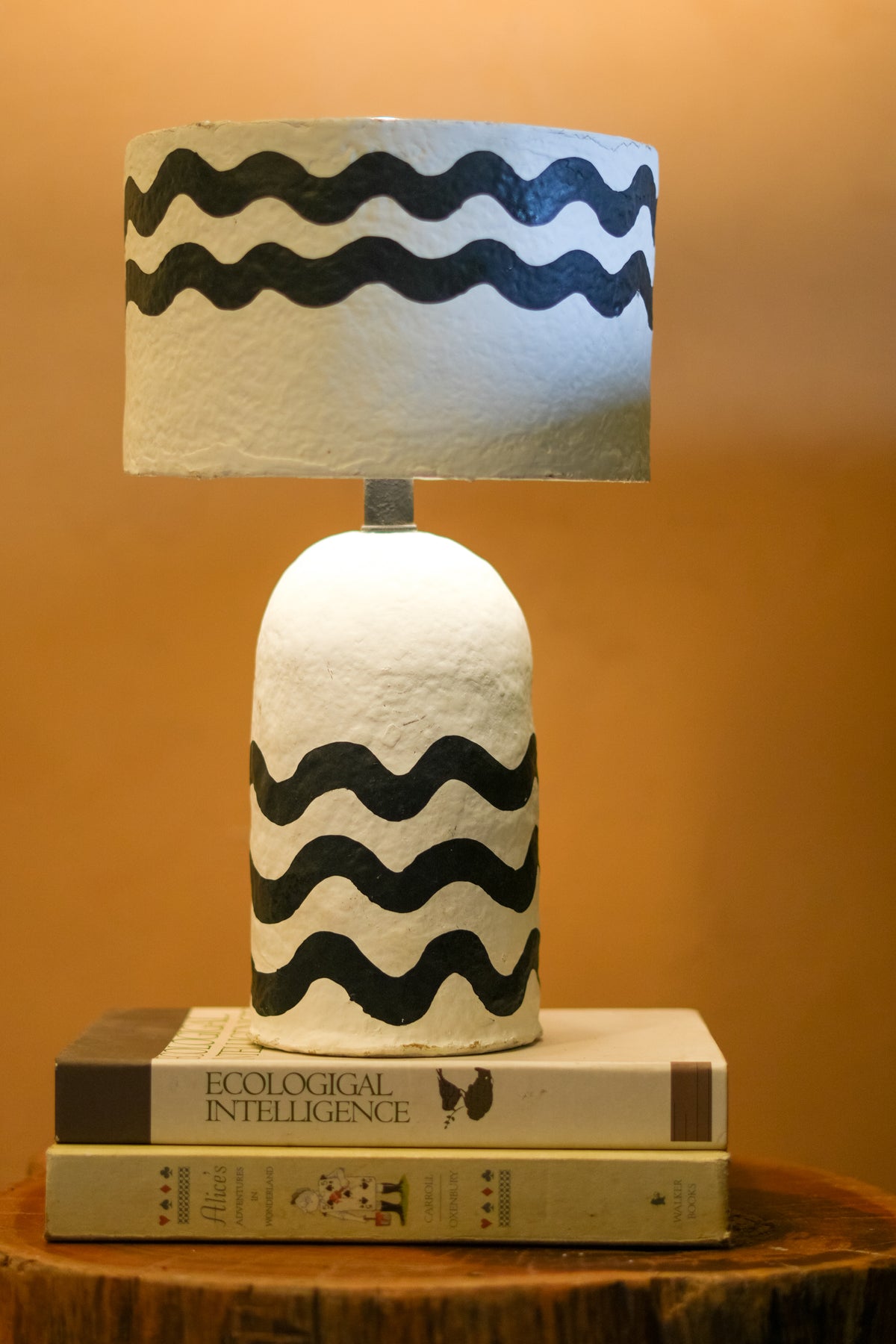 Noir Wave Paper Mache  Table Lamp
