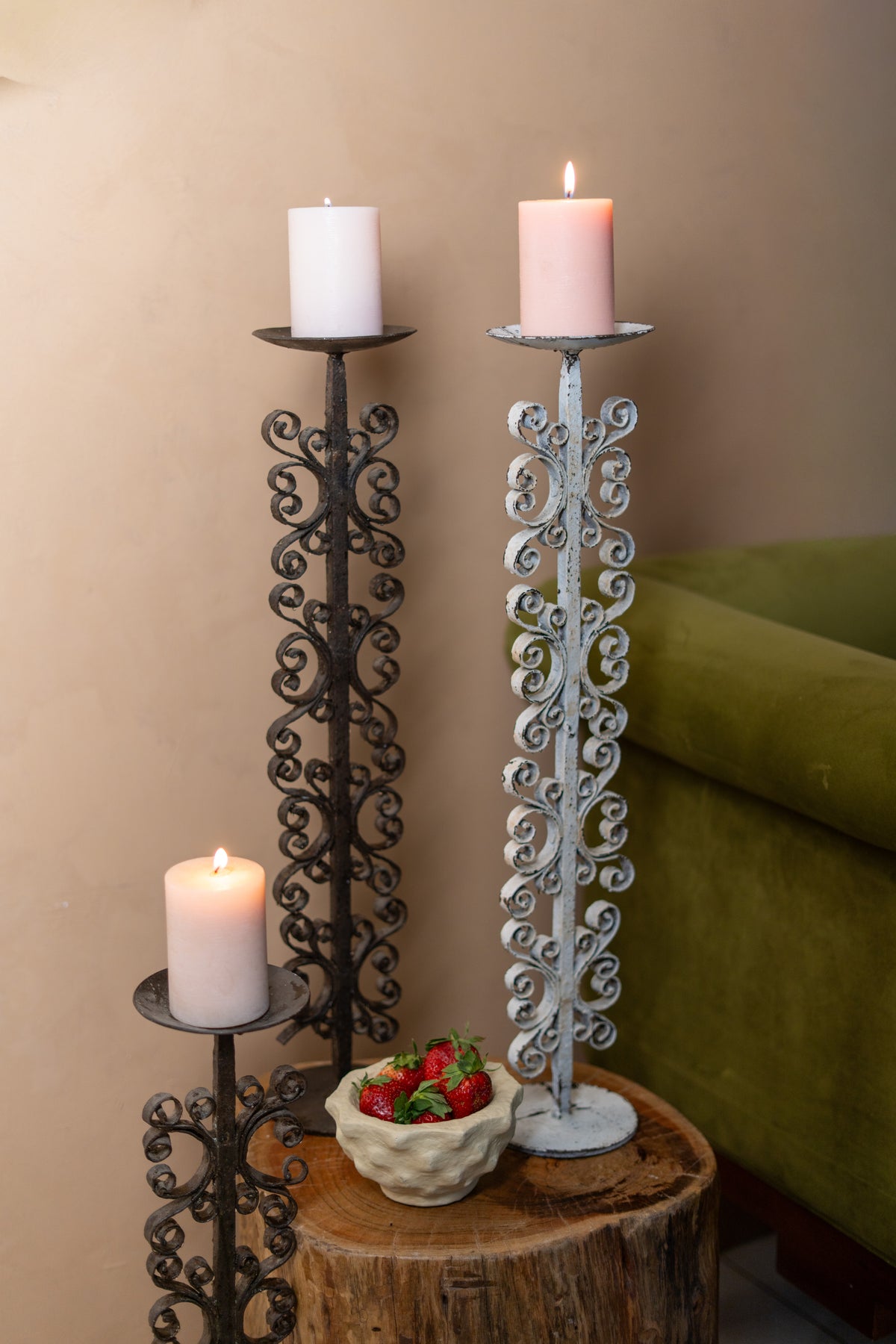 Ornate Scroll Iron Candle Stand