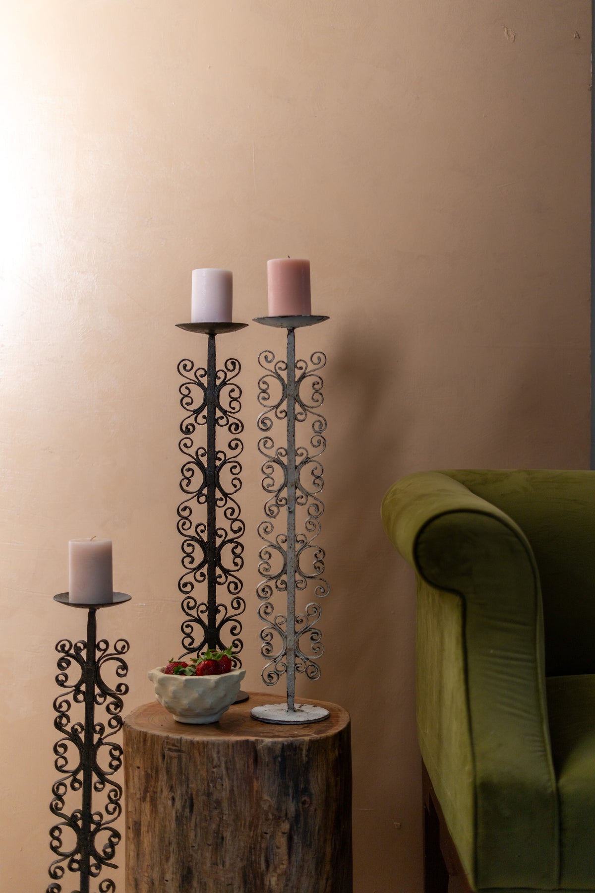 Ornate Scroll Iron Candle Stand