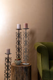 Ornate Scroll Iron Candle Stand