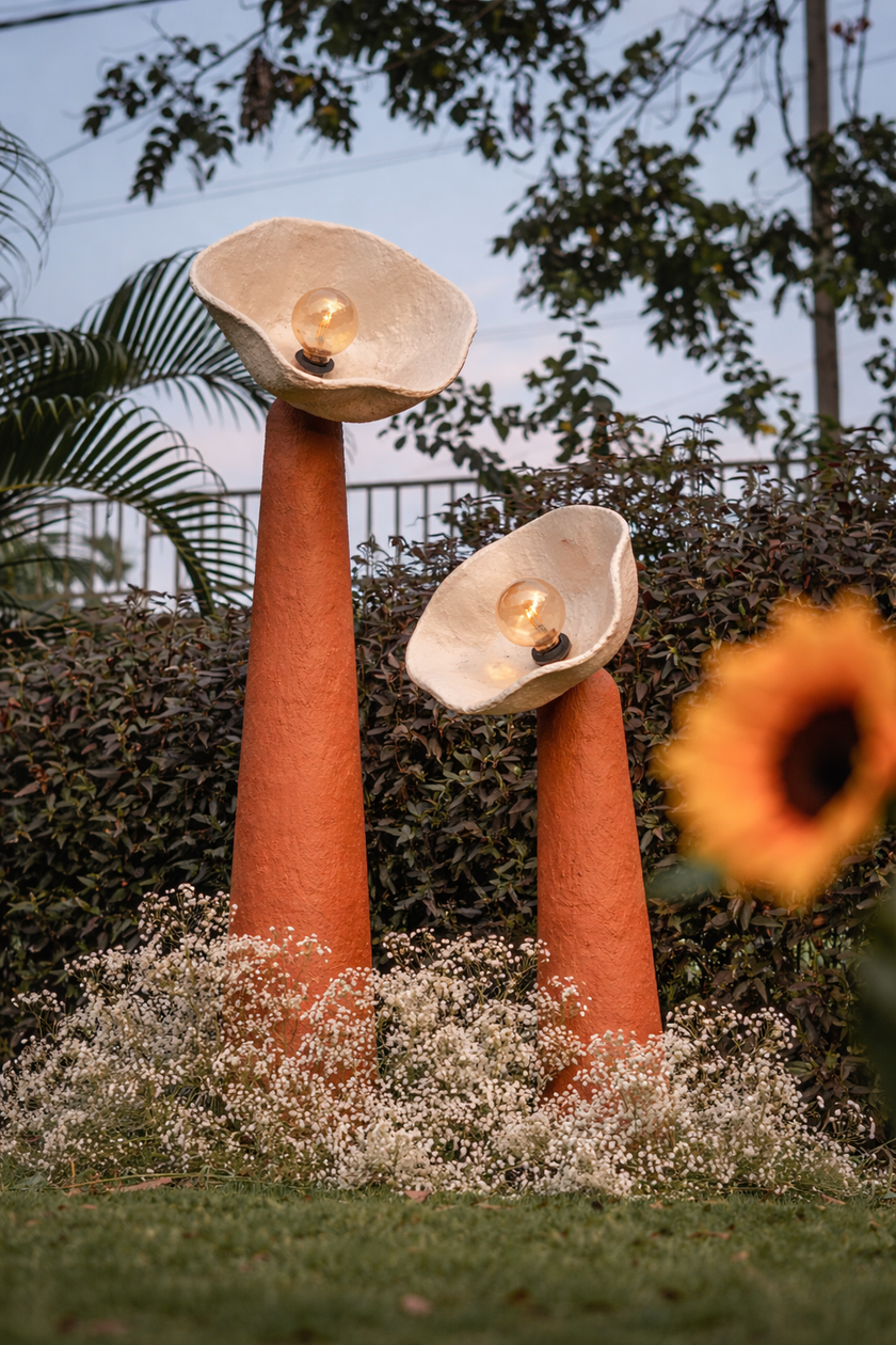 Bloom Paper Mache Floor Lamp - Terra