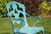 Vintage Cast Iron Garden Chair | Distressed Blue Outdoor Chair
