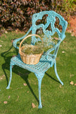 Vintage Cast Iron Garden Chair | Distressed Blue Outdoor Chair