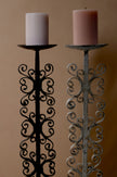 Ornate Scroll Iron Candle Stand