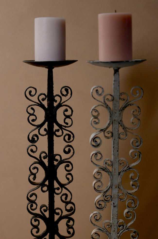 Ornate Scroll Iron Candle Stand