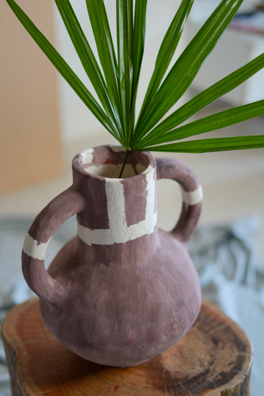 Terra Stripe Dual Handle Vase