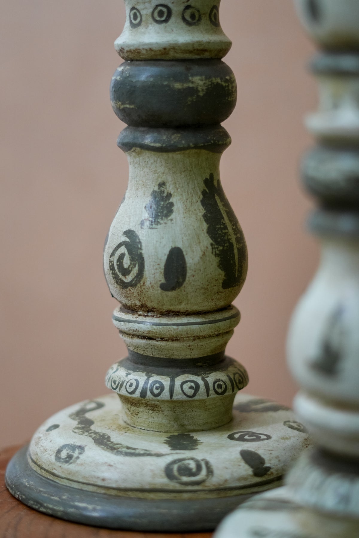 Sage Tribal Art Vintage Candle Stand Set