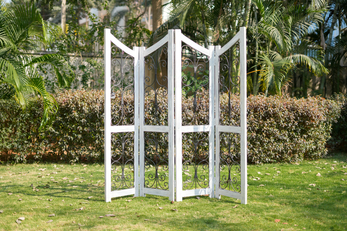 Vintage Wrought Iron Partition | Wooden Room Divider