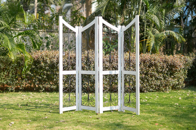 Vintage Wrought Iron Partition | Wooden Room Divider