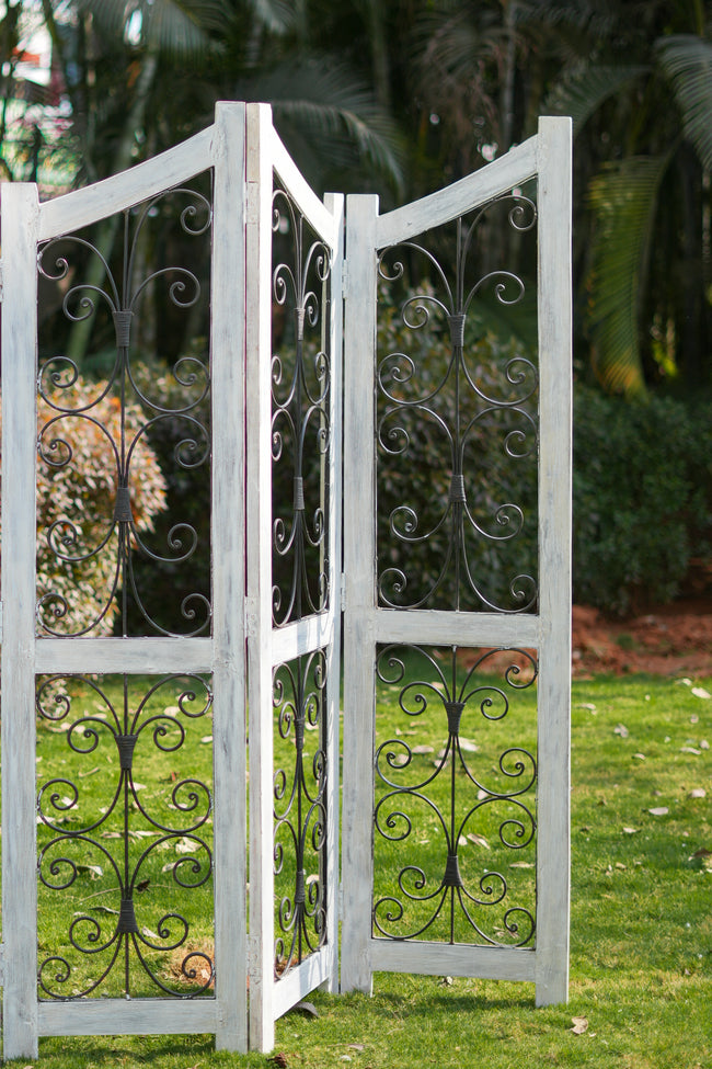 Vintage Wrought Iron Partition | Wooden Room Divider